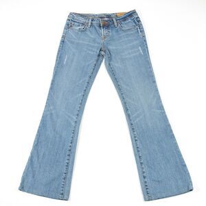 Seven7 Jeans Womens 28x30 Classic Flare Light Blue Wash Distressed Denim